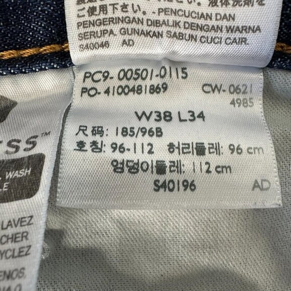 Levis 501 Original Fit Jeans 38x34 Button Fly Straight Blue - Picture 3 of 10